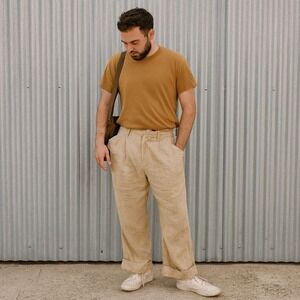 Steele +‎ Edith Trousers Pants Mens 30 Beige Casual Dressy Pleated Avant Garde